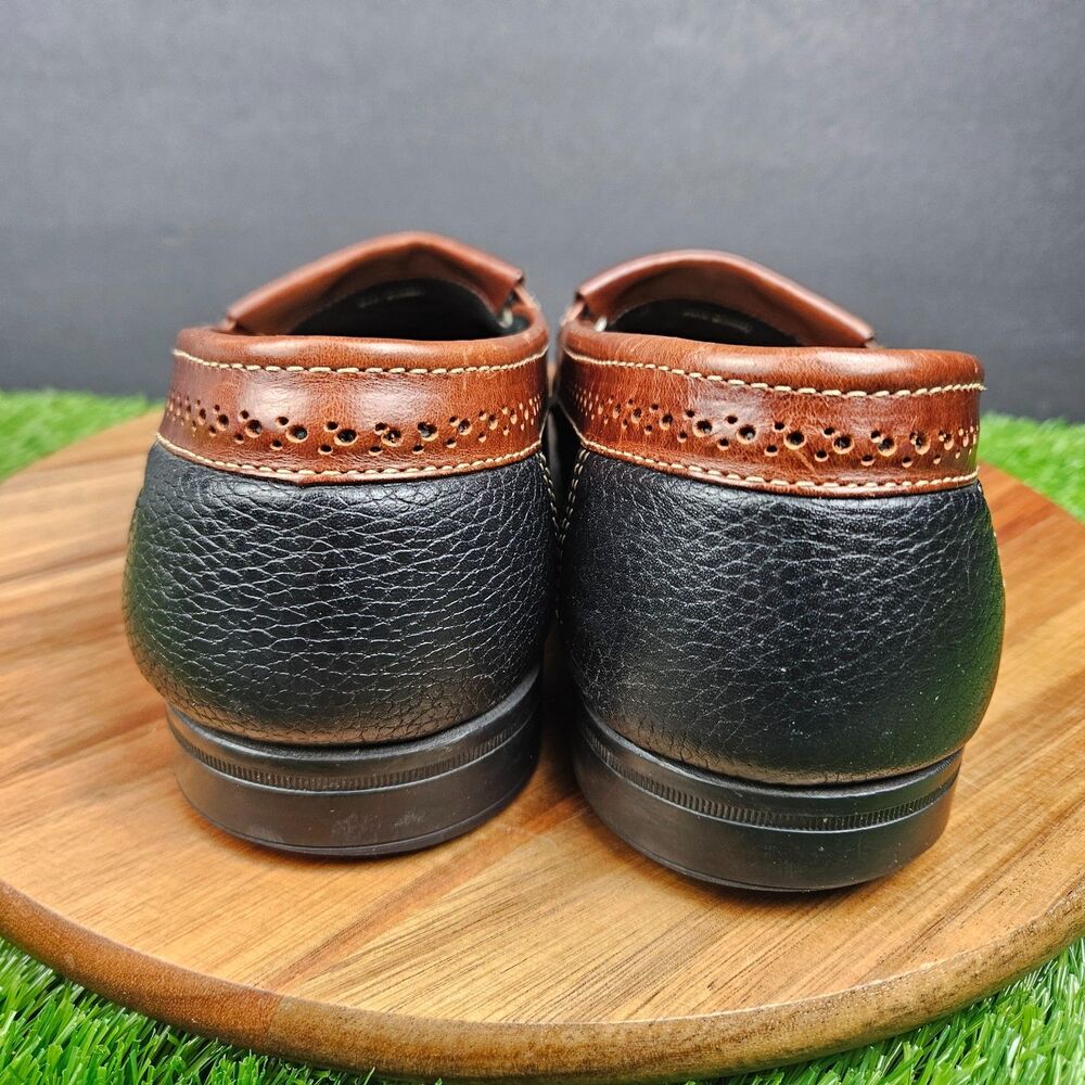 Gh Bass Weejuns Tassel Loafers Mens 9.5 Black Brown Pebbled Leather Slip On Shoe View 3